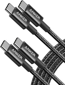 USB C Cable, Anker 2 Pack New Nylon USB C to USB C Cable (6ft 60W), PD Type C Ch - Picture 1 of 18