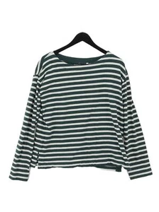 Boden Women's Jumper L Green Striped 100% Cotton Round Neck Pullover - Picture 1 of 5