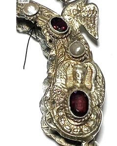 Gorgeous Antique Silver Gilt EGYPTIAN REVIVAL Jeweled Purse Frame, Austrian SALE - Picture 1 of 11