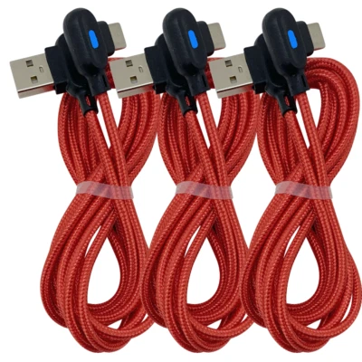 3 Pack 90 Degree Angle USB-C Fast Charger Cable Type-C Data Charging Cord 3/6FT - Image 1 of 4
