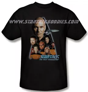 MINT 2008 T-SHIRT Star Trek: The Next Generation CAST & 1701-D on BLACK XL! - Picture 1 of 1