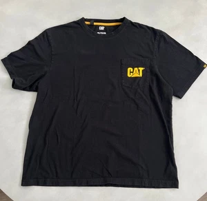 Caterpillar CAT Pocket Back Graphic Black TShirt 2XL Workwear Preowned - Picture 1 of 7