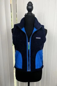 Patagonia Retro-X Fleece Vest Sherpa Youth Size M (10) Green Beige Full Zip - Picture 1 of 8