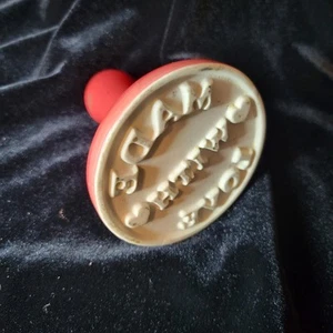 Ceramic Cookie Press "Made With Love" Red Painted Stoneware - Picture 1 of 5