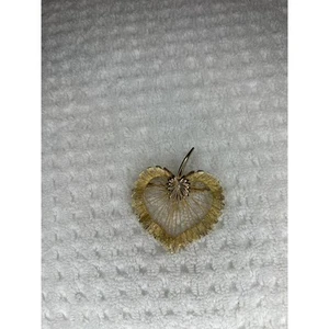 Vintage Antique Gold Tone Pin Brooch Pendant Textured Heart Apple  - Picture 1 of 6
