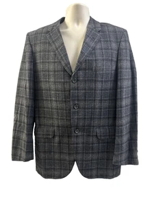42R Vintage 50s 60s Sears brown blue Tartan Plaid Wool Blazer Spport Coat Jacket - Picture 1 of 10