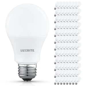 Luxrite A19 LED Light Bulb 8W=60W 4000K 800LM E26 Damp Rated ETL Listed 96-Pack - Picture 1 of 7