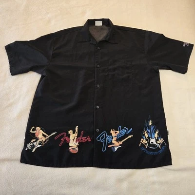 Hard Rock Cafe Shirt Mens L Black Fender Pin Up Girls Guitar St Louis EUC - Image 1 of 4