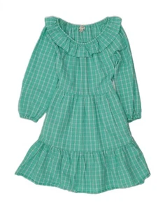 J. CREW Womens 3/4 Sleeve Swing Dress US 00 2XS Turquoise Check CW55 - Picture 1 of 3