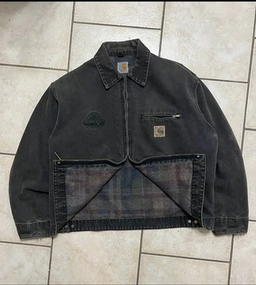 Chaqueta De Colección Años 90 Carhartt J43 ONX Detroit Talla XL Desteñida Negra Ropa de Trabajo Envejecida Foto 1 de 4
