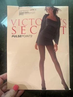Victoria’s Secret Pulse Points Compression Level 2 Panty Hose Tights Sm Navy VTG - Image 1 of 4