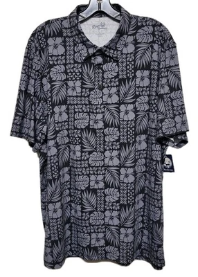 Новый с Ярлыками Reyn Spooner рубашка-поло мужской XL тропический Тапа производительности черный серый цветочный - Изображение 1 из 4