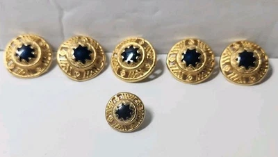 Lot Of 6 Goldtone With Black Center Buttons, Shank Style, 2 sizes Of Same - Image 1 of 3