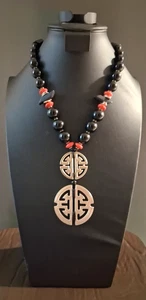 Chicos Cut out Gilded Medallion Statement Pendant Necklace w/ Eastern Flare - Picture 1 of 5