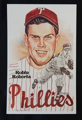 Robin Roberts 1981 Perez Steel Galleries 6th Series HOF Postcard #157 - Phillies - Image 1 of 2