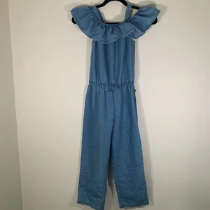 Nautica Jumpsuit Youth Medium 8-10 Blue Chambray Cold Shoulder - Picture 1 of 9