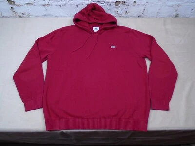Sudadera con capucha tejida de algodón roja Lacoste parche en el codo talla grande Foto 1 de 4
