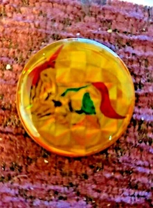 Vintage Enamel Unicorn with Baby Reflective Hat Pin Size 1" Diameter - Picture 1 of 1