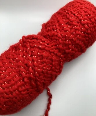 1 Madeja Hilo Navidad Color Rojo Con Acento Metálico Dorado Hilo Decoraciones Foto 1 de 3