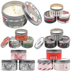 Scented Candles New Set of 3 Festive Christmas Decorative Tin Xmas Gift set - Picture 1 of 99