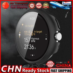 Tempered Glass+Cover PC Shell Film Cover for Google Pixel Watch3 45MM(Black) Fr - Zdjęcie 1 z 9