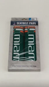 2 NCAA Car Truck Colored Shoulder Seat Belt Pad Covers Miami Hurricanes - Picture 1 of 6
