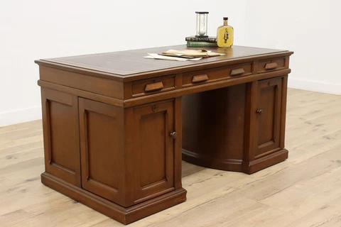 Wooton Victorian Antique Walnut Rotary Office or Library Desk #44257 Cover