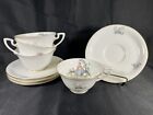 4 Royal Worcester Tea Cup And Saucer Watteau Pattern Gold Trim