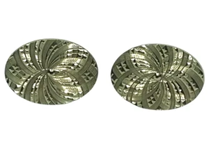 Anson Karatclad Oval Etched Cufflinks Gold Tone Vintage Signed - Picture 1 of 6