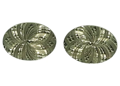 Gemelos grabados ovalados Anson Karatclad tono dorado firmados de colección Foto 1 de 4