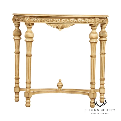 French Louis XVI Style Carved Demi Lune Console Cover