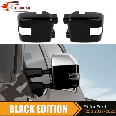2PCS Black Mirror Towing Covers For Ford F250 F350 F450 F550 2017-2023 Exterior - Image 1 of 4