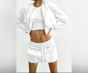 NWT ZARA WOMAN'S CARGO MINI SKORT WHITE SIZE L 3504/799 - Picture 1 of 4