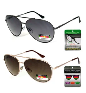 Retro Pilot Gestell Metall progressive Lese-Sonnenbrille 3 Stärken in 1 Leser - Bild 1 von 11