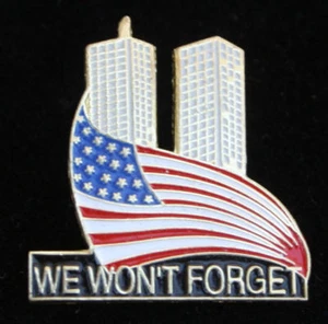 WE WON'T FORGET 9-11 WTC USA FLAG HAT LAPEL PIN NY NEW YORK PA VA PATROITIC GIFT - Picture 1 of 1