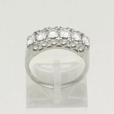 14K White Gold Fishtail Mounting 1.00 cttw Diamond Anniversary Band - Size 7.5 - Image 1 of 4