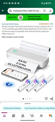 MinZhi Portable Thermal Printer,Wireless Printer Supports 8.5" X 11"US Letter... - Image 1 of 4