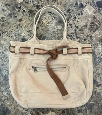 1969 Gap Jeans Shoulder Bag Womens Large Tan Canvas Jeans Tote Bag Purse - Image 1 of 4