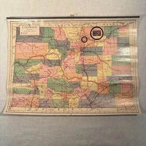 Vintage Colorado Small Wall Map. Marked Interstate System Completion Date, 1972 - Picture 1 of 11