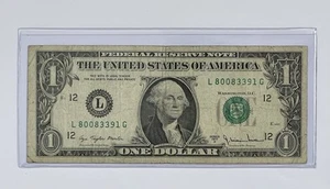 Series 1977A Rare Old Note One Dollar L80083391G Front Plate1637 Back Plate 2868 - Picture 1 of 2