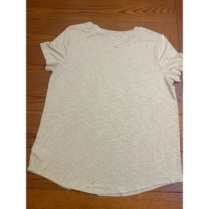 GAP Women’s T-Shirt Large L Slub Knit Soft Lightweight Crew Neck Beige Neutral - Picture 1 of 8