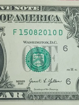 🎉2021 $1 F ATLANTA BEP F-D BLOCK BIRTHDAY NOTE AUGUST 15 2010 (F15082010D) - Image 1 of 4