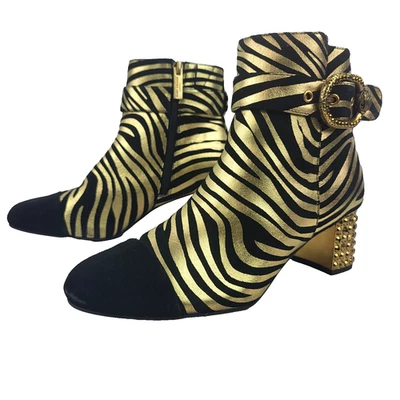 Женские кожаные сапоги-гвоздики Kurt Geiger с принтом зебра черное золото 6,5 США EUR36,5 - Изображение 1 из 4