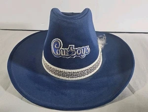 🚨🔥Vintage 70s 80s Blue Western Suede Dallas Cowboys Hat Rare Nice NFL - Picture 1 of 7