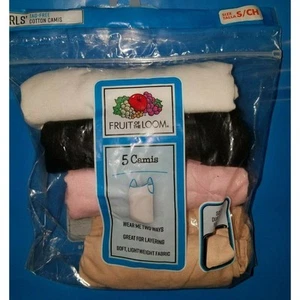 Fruit of the Loom Mädchen 4er Pack Unterhemden. Größe Small 4-6 zweifach getragen - Bild 1 von 2