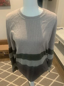 Ellen Tracy Pullover Sweater Women's SZ XL Long Sleeves Beige W Gold Metallic - Picture 1 of 6
