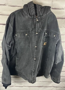 Chaqueta Carhartt Para Hombre Talla XL De Colección Negra Denim Forrada con Vellón - Imagen 1 de 6