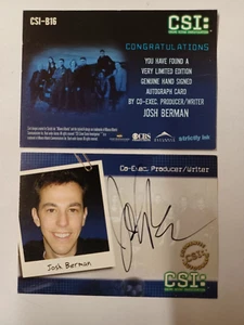 CSI Series 2 Autograph Card CSI-B16 Josh Berman Writer STRICTLY INK - Picture 1 of 1