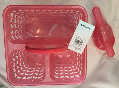 Carrito de baño rosa brillante simple de diseño de 3 piezas con soporte para cepillo de dientes y jabonera Foto 1 de 4