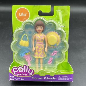 2005 Polly Pocket Mattel #J4431 FLOWER FRIENDS LILA New in Package FREE SHIPPIN